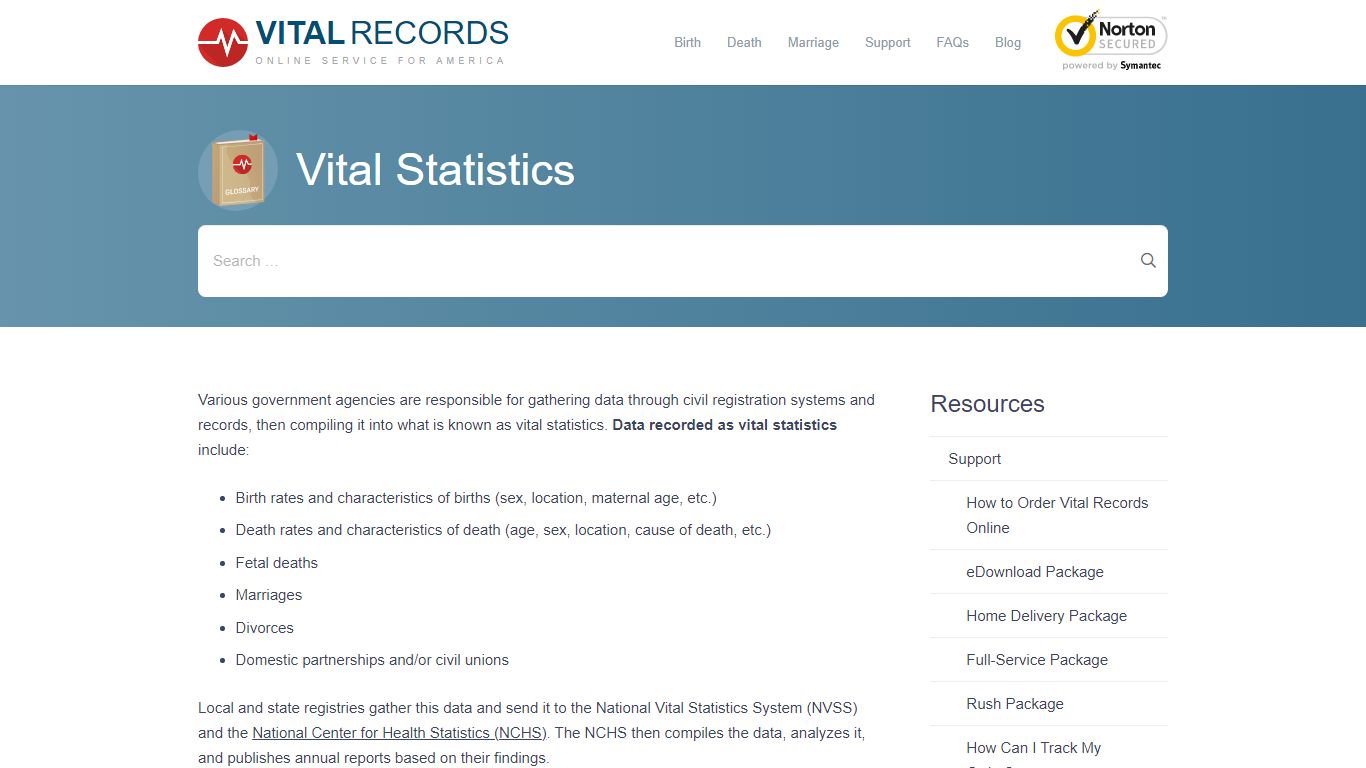 Vital Statistics - Vital Records Online